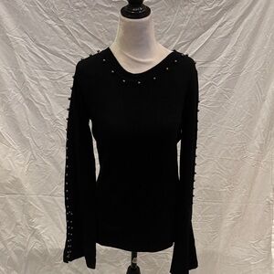 Elegant Black Beaded Women's Sweater